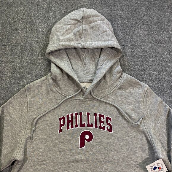 Philadelphia Phillies Retro Arch Logo New Era Hoodie Womens X-Large XL Gray MLB - Picture 2 of 16